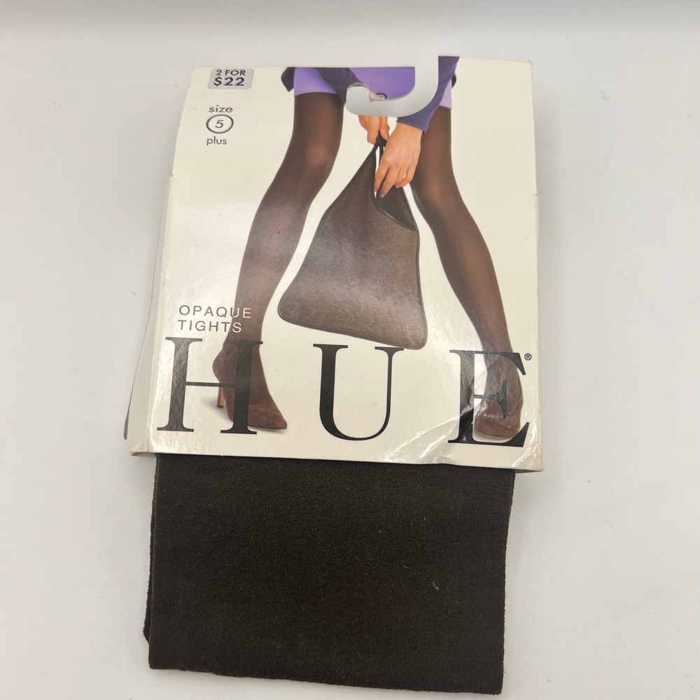 Hue Opaque Tights Women's Size 5 Espresso New In Package